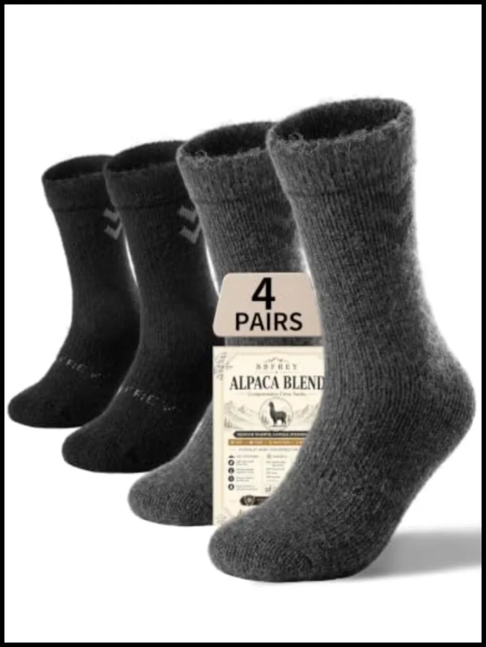 Soft Fuzzy Alpaca Merino Wool Crew Socks for Men Women Thermal Hiking Hunting